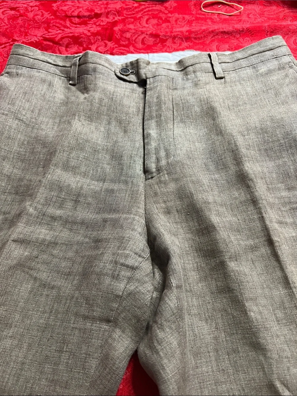 Joseph Abboud Light Brown Linen Blend Dress Pants Men's 34x30 Made in Italy